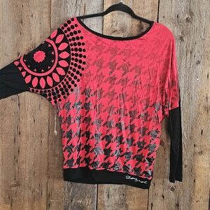 Desigual Red and Black Patterned Sweatshirt